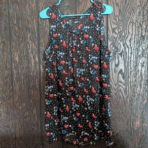 torrid Black Floral Lace-Up V-Neck Dress with Polka Dots